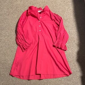 Vibrant Pink Ruffled Long Sleeve Dress